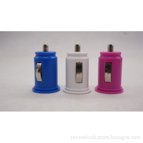 cheap colorful dual usb car charger with blister box packing
